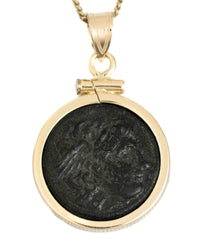 14k Gold Genuine Ancient Greek Coin Necklace (Winged Medusa; 312-281 B.C.)