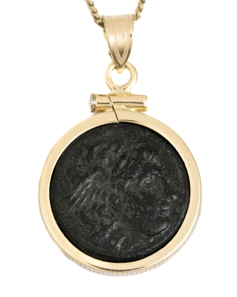 14k Gold Genuine Ancient Greek Coin Necklace (Winged Medusa; 312-281 B.C.)