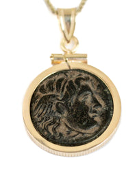 14k Gold Genuine Ancient Greek Coin Necklace (Winged Medusa; 312-281 B.C.)