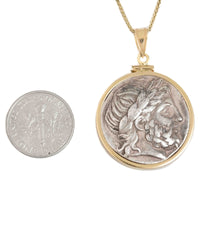 14k Gold Genuine Ancient Greek Coin Necklace (Zeus; 318-317 B.C.)