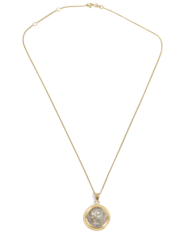 14k Gold Genuine Ancient Roman Coin Necklace (Augustus; 27 B.C.-14 A.D.)