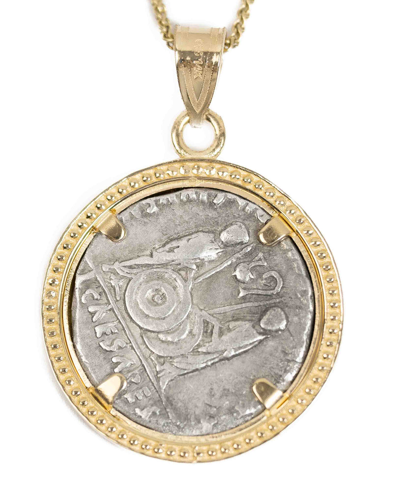 14k Gold Genuine Ancient Roman Coin Necklace (Augustus; 27 B.C.-14 A.D.)