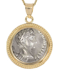 14k Gold Genuine Ancient Roman Coin Necklace (Augustus; 27 B.C.-14 A.D.)