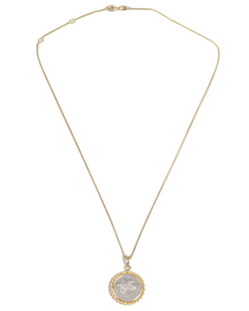 14k Gold Genuine Ancient Roman Coin Necklace (Pegasus/Bacchus; 90 B.C.)