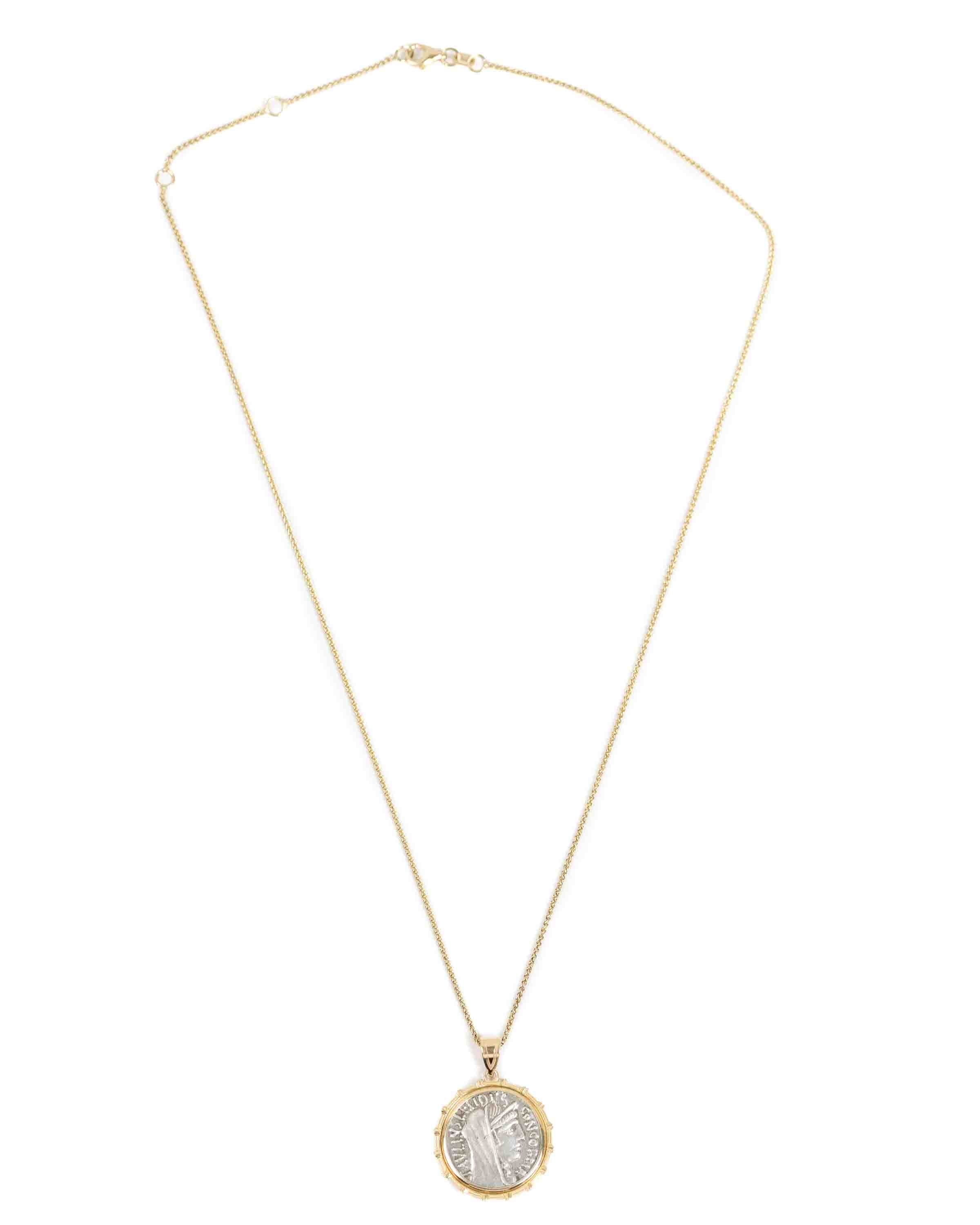 14k Gold Genuine Ancient Roman Coin Necklace (Concordia; 62 B.C.)
