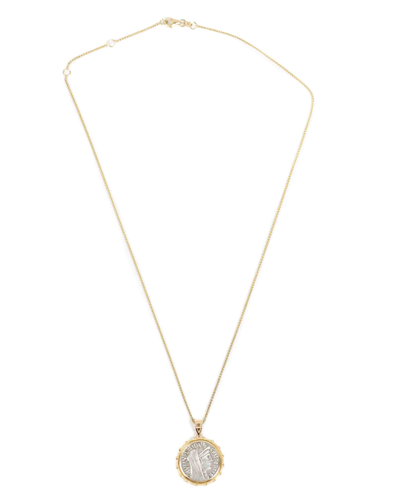 14k Gold Genuine Ancient Roman Coin Necklace (Concordia; 62 B.C.)