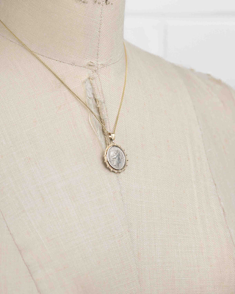 14k Gold Genuine Ancient Roman Coin Necklace (Concordia; 62 B.C.)