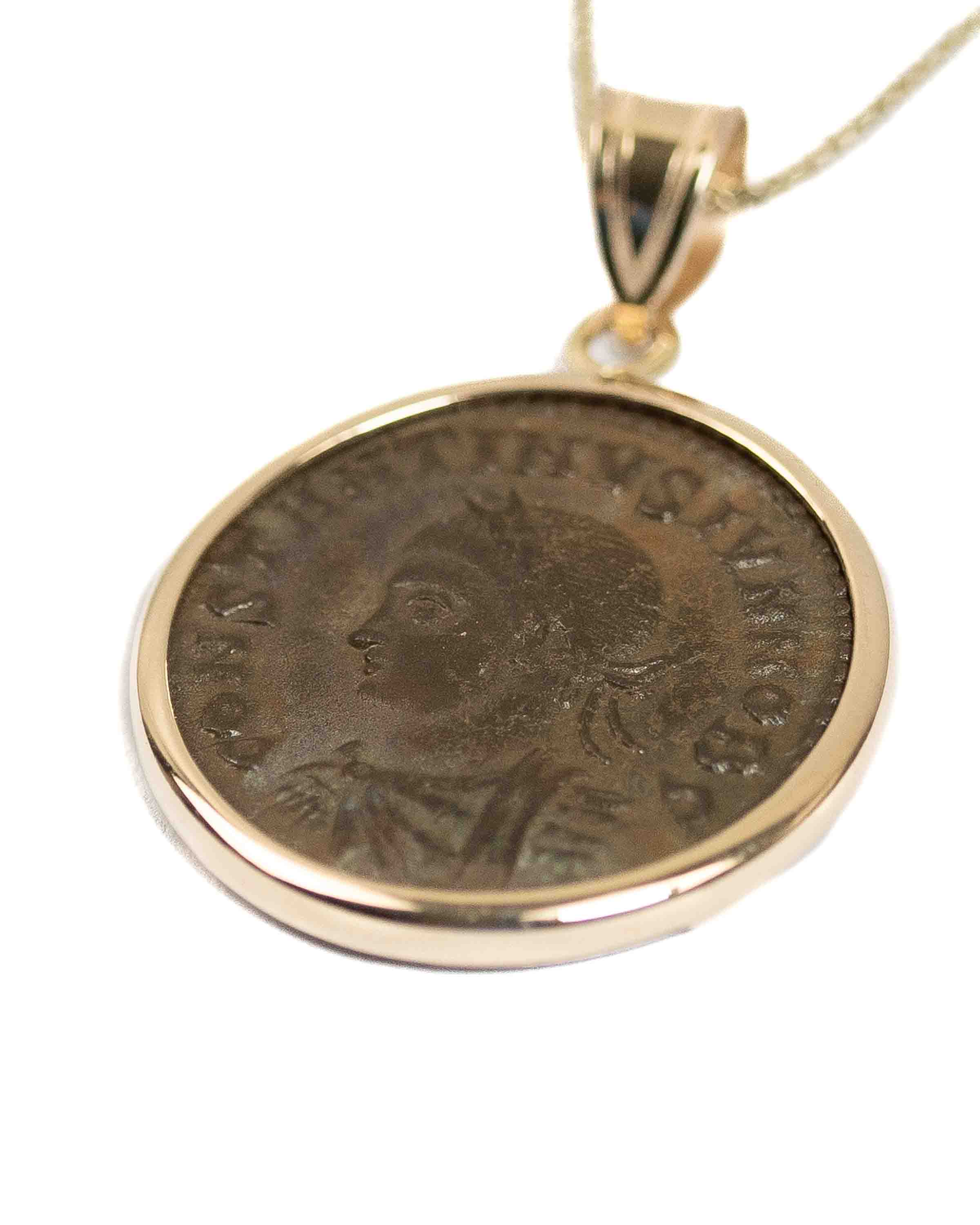 14k Gold Genuine Ancient Roman Coin Necklace (Constantine the Great; 317-337 A.D.)