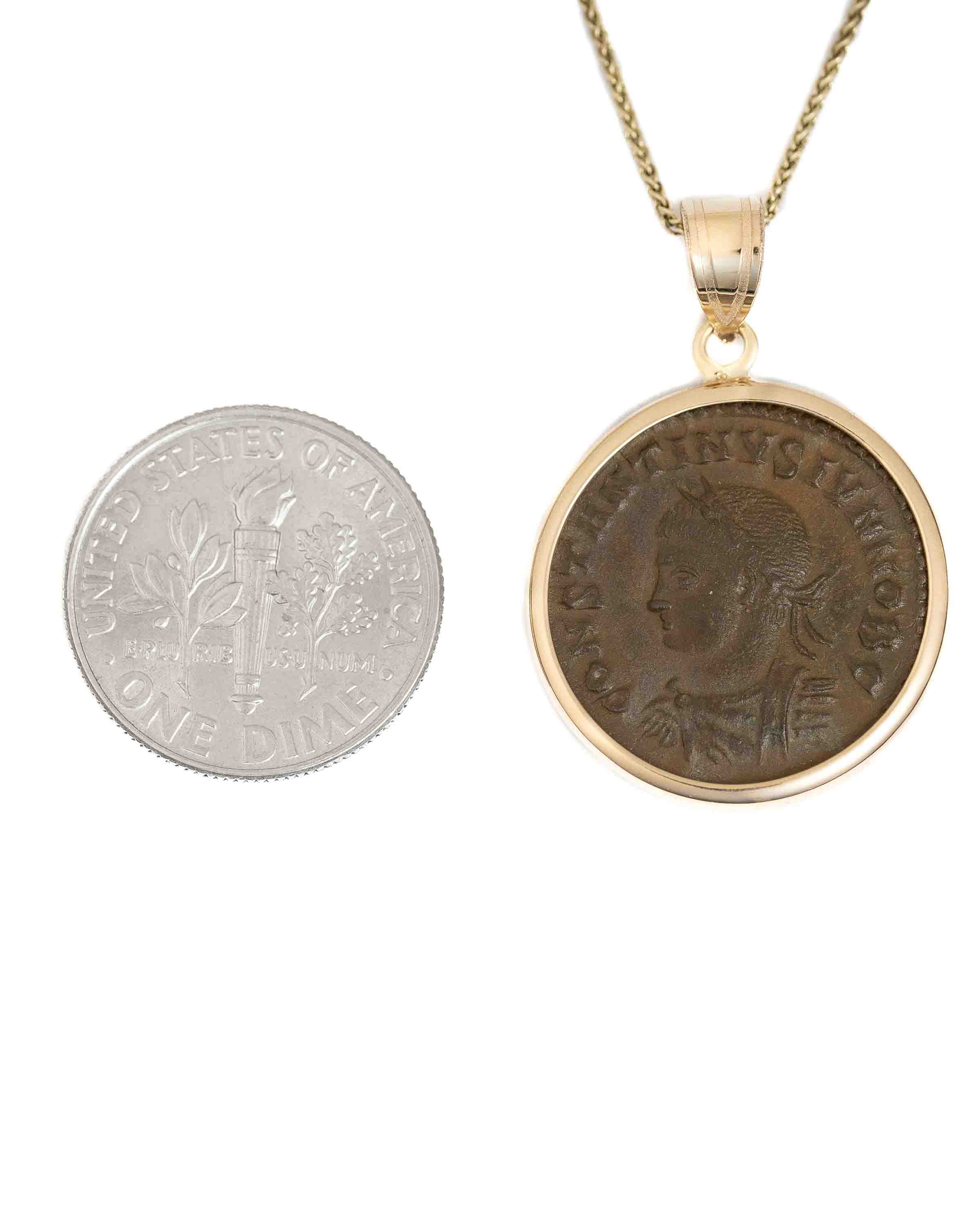 14k Gold Genuine Ancient Roman Coin Necklace (Constantine the Great; 317-337 A.D.)