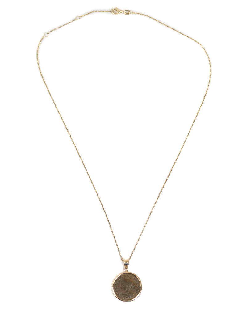 14k Gold Genuine Ancient Roman Coin Necklace (Constantine the Great; 317-337 A.D.)