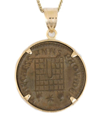 14k Gold Genuine Ancient Roman Coin Necklace (Constantine the Great; 317-337 A.D.)