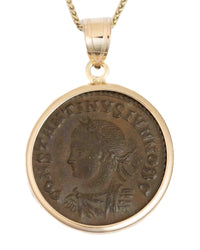 14k Gold Genuine Ancient Roman Coin Necklace (Constantine the Great; 317-337 A.D.)