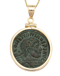 14k Gold Genuine Ancient Roman Coin Necklace (Constantine the Great; 306-337 A.D.)