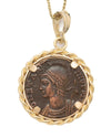 14k Genuine Ancient Roman Constantinople Commemorative Coin Necklace (Winged Victory; 330-354 A.D.)