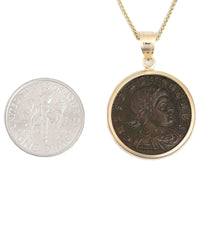 14k Gold Genuine Ancient Roman Coin Necklace (Crispus; 317-326 A.D.)