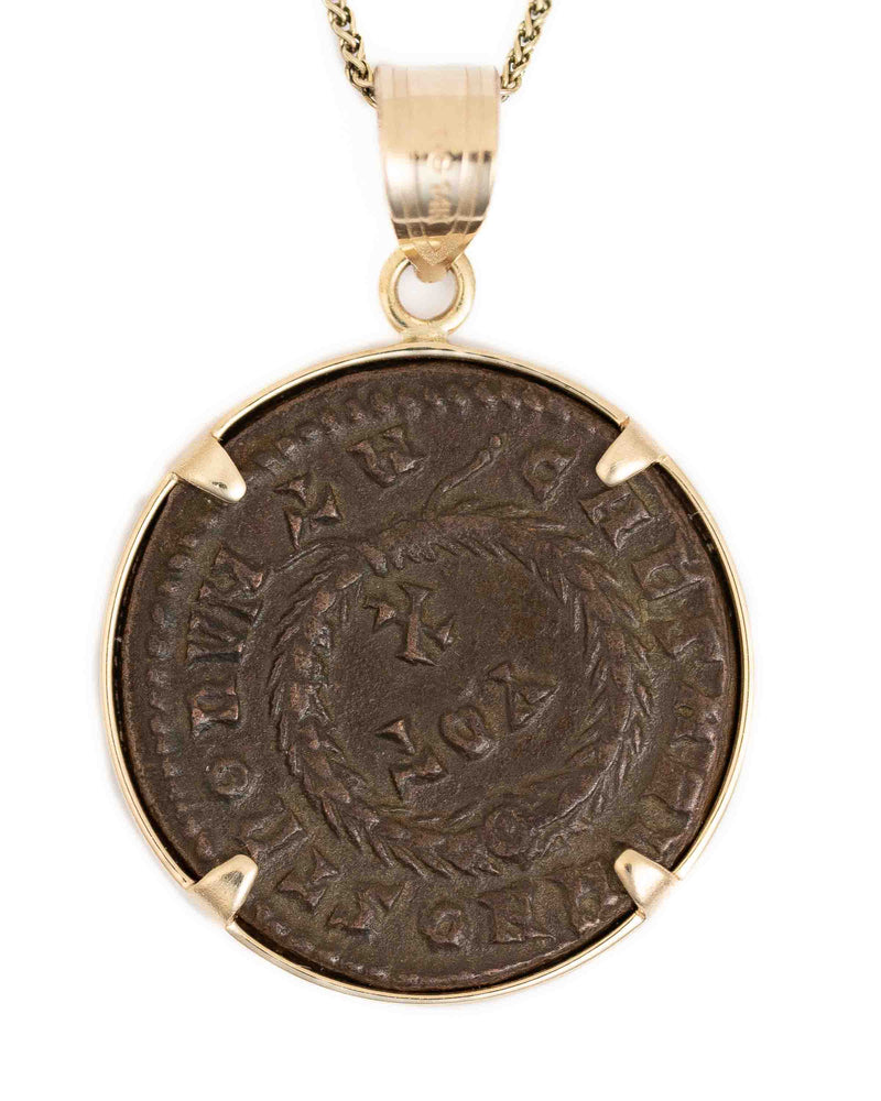 14k Gold Genuine Ancient Roman Coin Necklace (Crispus; 317-326 A.D.)