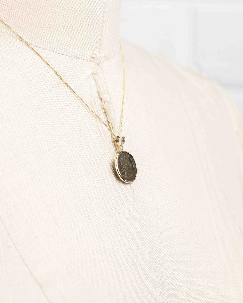 14k Gold Genuine Ancient Roman Coin Necklace (Crispus; 317-326 A.D.)