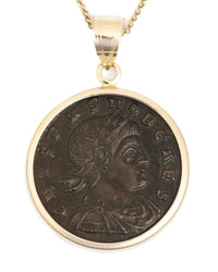 14k Gold Genuine Ancient Roman Coin Necklace (Crispus; 317-326 A.D.)