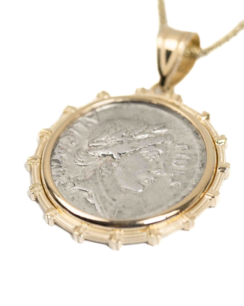 14k Gold Genuine Ancient Roman Coin Necklace (Fides; 47 B.C.)