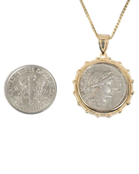 14k Gold Genuine Ancient Roman Coin Necklace (Fides; 47 B.C.)