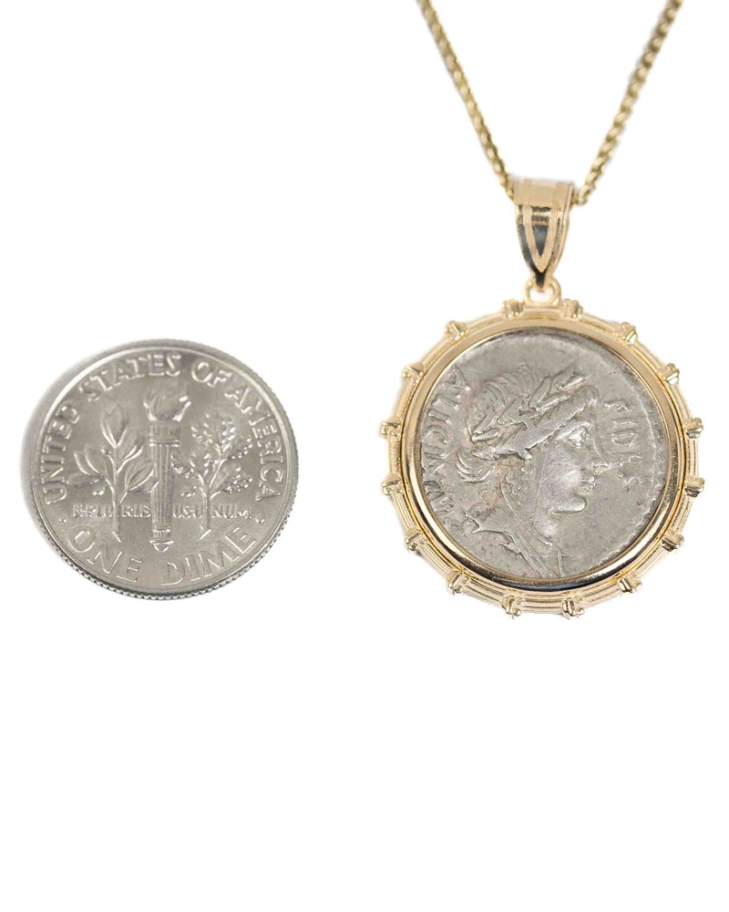 14k Gold Genuine Ancient Roman Coin Necklace (Fides; 47 B.C.)