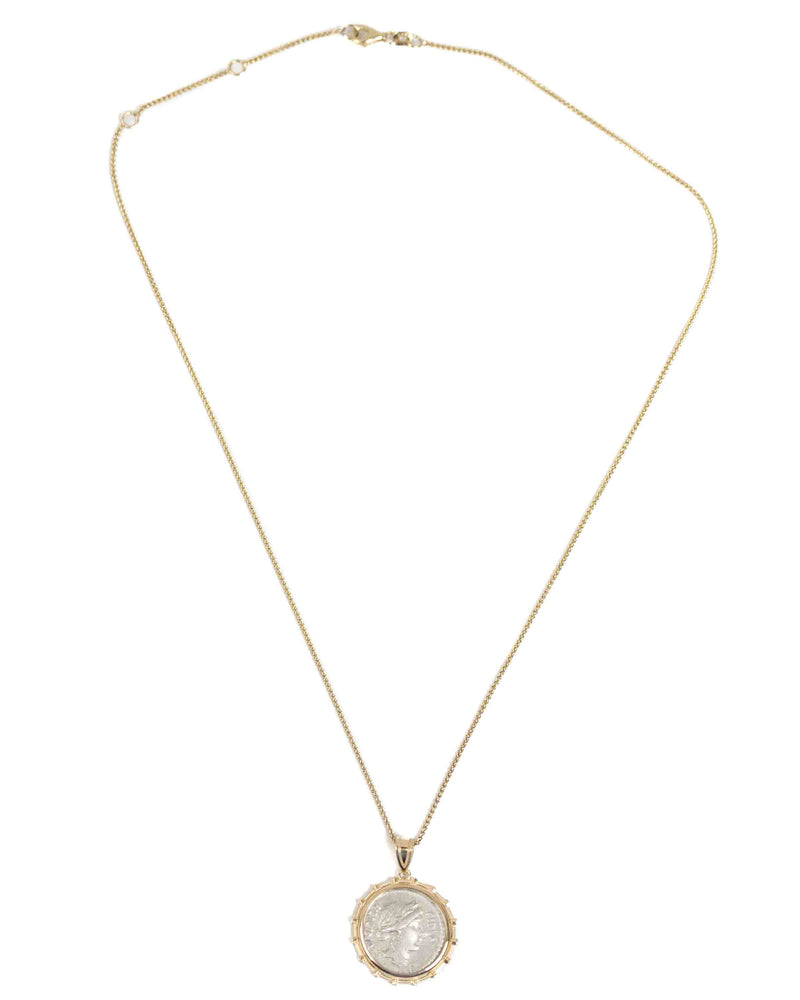 14k Gold Genuine Ancient Roman Coin Necklace (Fides; 47 B.C.)
