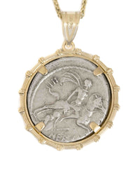 14k Gold Genuine Ancient Roman Coin Necklace (Fides; 47 B.C.)