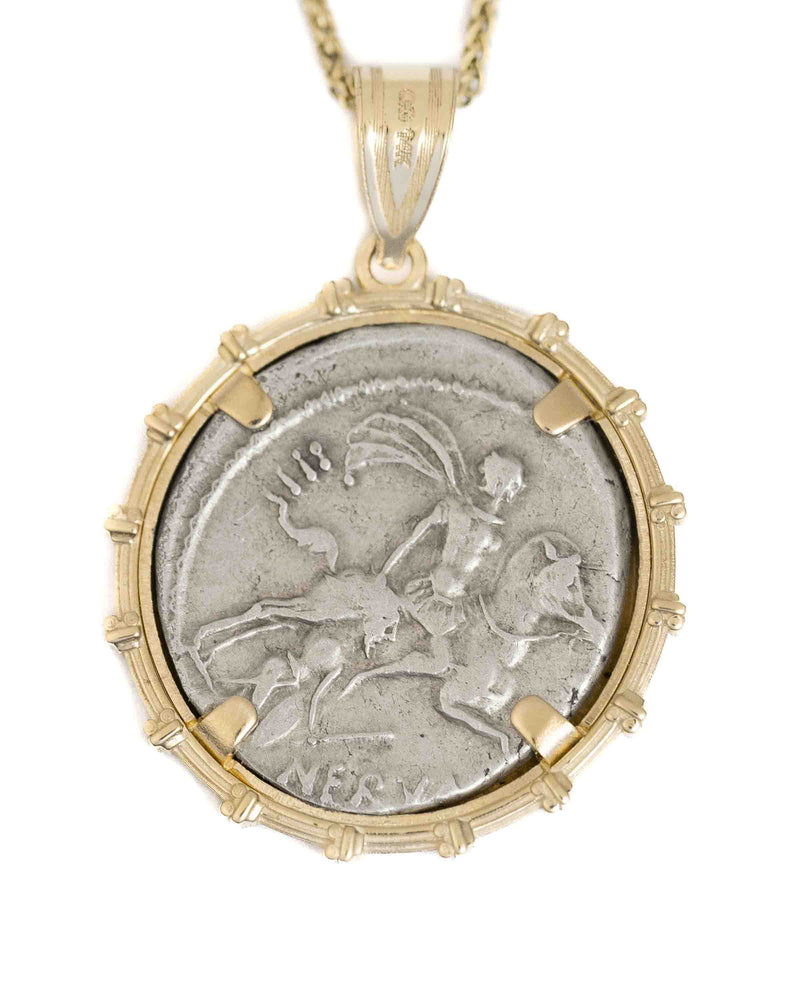 14k Gold Genuine Ancient Roman Coin Necklace (Fides; 47 B.C.)