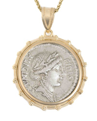 14k Gold Genuine Ancient Roman Coin Necklace (Fides; 47 B.C.)