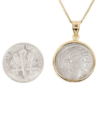 14k Gold Genuine Ancient Roman Coin Necklace (Flora; 53 B.C.)