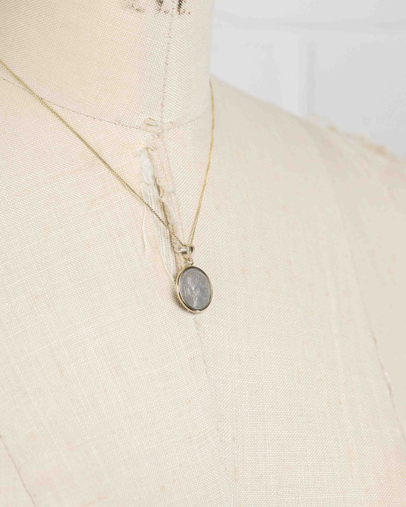 14k Gold Genuine Ancient Roman Coin Necklace (Flora; 53 B.C.)