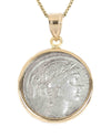 14k Gold Genuine Ancient Roman Coin Necklace (Flora; 53 B.C.)