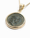 14k Gold Genuine Ancient Roman Coin Necklace (Hermes; 180-218 A.D.)