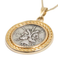 14k Gold Genuine Ancient Roman Coin Necklace (Janus; 120 B.C.)