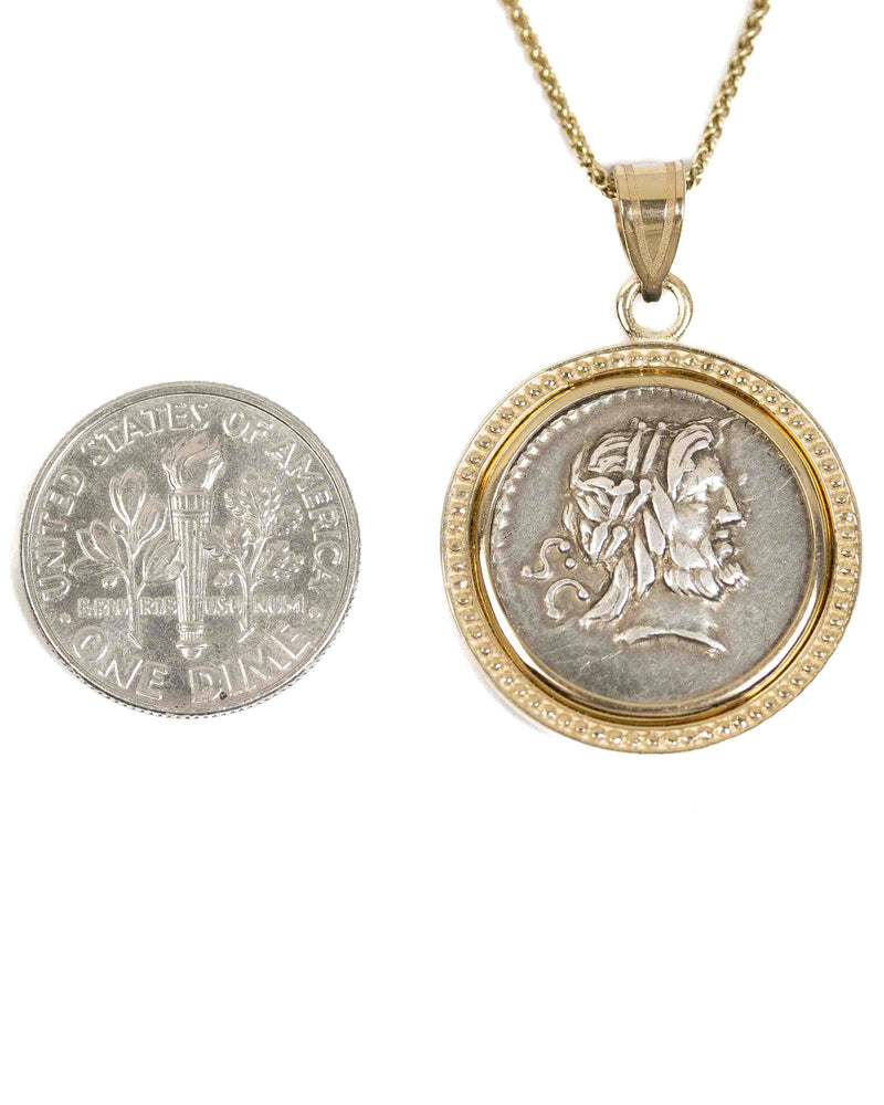 14k Gold Genuine Ancient Roman Coin Necklace (Jupiter; 80 B.C.)