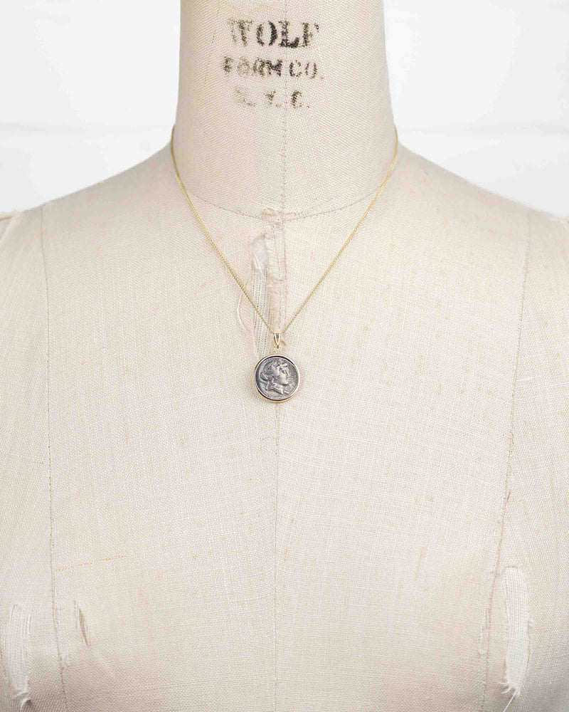 14k Gold Genuine Ancient Roman Coin Necklace (Liber/Dionysus; 78-75 B.C.)