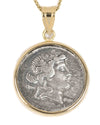 14k Gold Genuine Ancient Roman Coin Necklace (Liber/Dionysus; 78-75 B.C.)