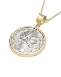 14k Gold Genuine Ancient Roman Coin Necklace (Marcus Aurelius; 161-180 A.D.)