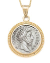 14k Gold Genuine Ancient Roman Coin Necklace (Marcus Aurelius; 161-180 A.D.)