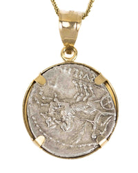 14k Gold Genuine Ancient Roman Coin Necklace (Minerva; 100 B.C.)
