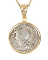 14k Gold Genuine Ancient Roman Coin Necklace (Minerva; 100 B.C.)