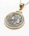 14k Gold Genuine Ancient Roman Coin Necklace (Roma; 77 B.C.)