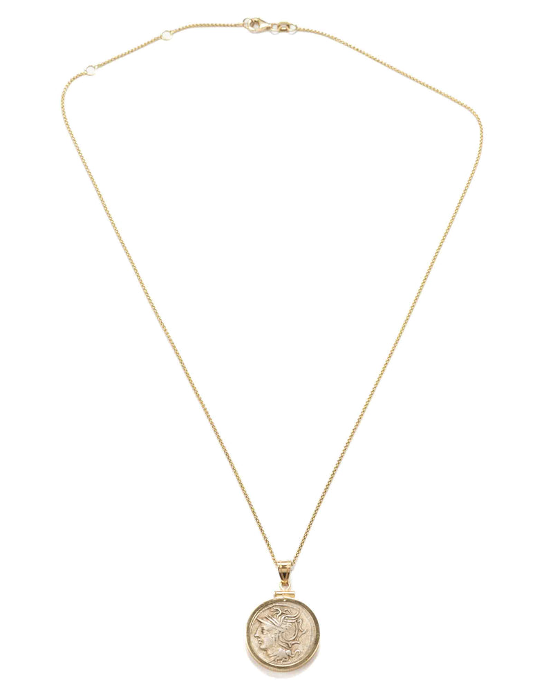 14k Gold Genuine Ancient Roman Coin Necklace (Roma; 104 B.C.)