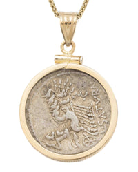 14k Gold Genuine Ancient Roman Coin Necklace (Roma; 104 B.C.)