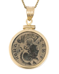 14k Gold Genuine Ancient Constantinople Commemorative Coin Necklace (Romulus & Remus; 310-337 A.D.)