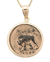 14k Gold Genuine Ancient Constantinople Commemorative Coin Necklace (Romulus & Remus; 300-354 A.D.)