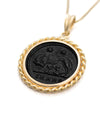 14k Gold Genuine Ancient Constantinople Commemorative Coin Necklace (Romulus & Remus; 330-364 A.D.)