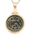 14k Gold Genuine Ancient Constantinople Commemorative Coin Necklace (Romulus & Remus; 310-337 A.D.)