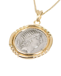 14k Gold Genuine Ancient Roman Coin Necklace (Sol; 42 B.C.)
