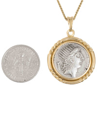 14k Gold Genuine Ancient Roman Coin Necklace (Sol; 42 B.C.)